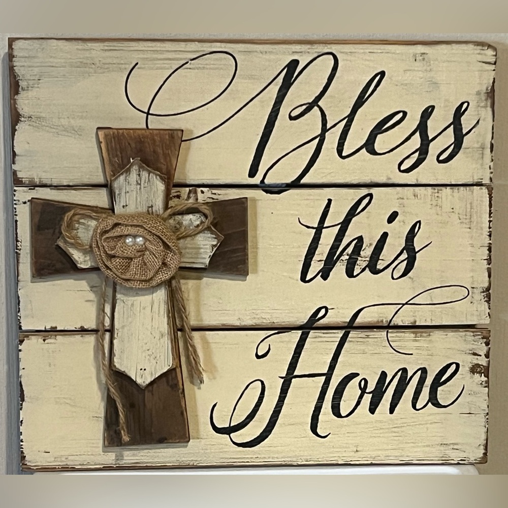 Carson Home Accents Bless/Home with Cross Wall Decor